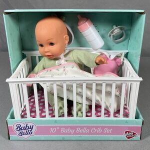 Baby Bella 10" Baby Doll Crib Set Play Right 6 Piece Doll Bottle Pacifier NEW